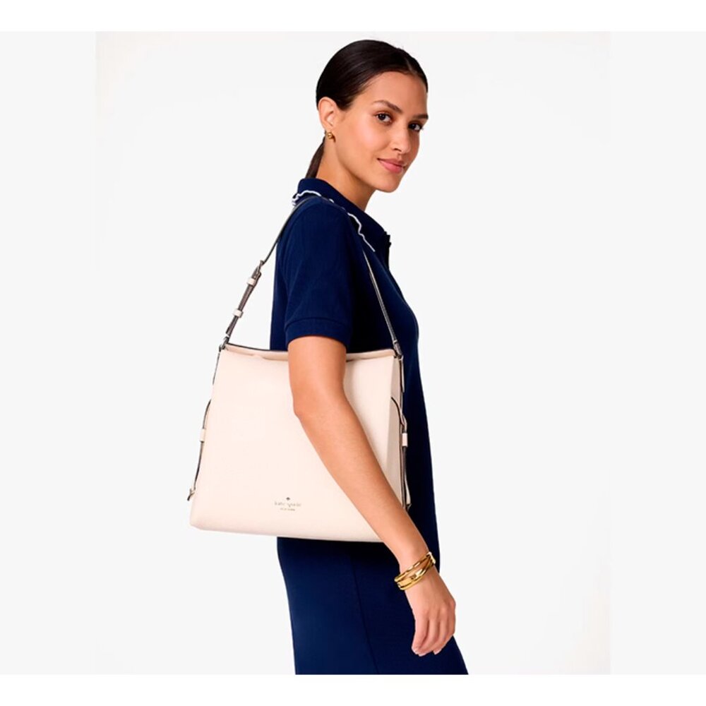 G Kate Spade Dumpling Large Shoulder Bag Parchment White Leather KL013 NWT $479